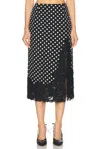 Carolina Herrera Lace Trim Polka Dot Skirt In Black & Ivory