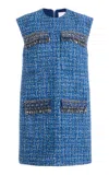 Carolina Herrera Embellished Mini Dress In Blue