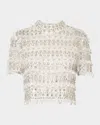 Carolina Herrera Crystal-embellished Short-sleeve Top In White