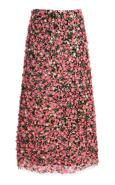 Carolina Herrera Embellished Nylon Tulle A-line Skirt In Pink
