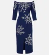 Carolina Herrera Embellished Off-shoulder Midi Dress