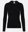 Carolina Herrera Removable Lace Collar Long-sleeve Rib Sweater In Black