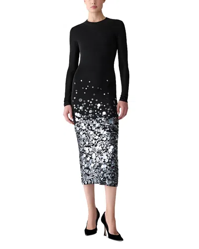 Carolina Herrera Embellished Round Neck Dress In Black