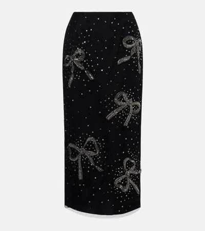 Carolina Herrera Embellished Sheer Midi Skirt In Black