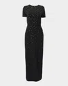 Carolina Herrera Embellished Short-sleeve Bow-back Gown In Black