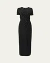 Carolina Herrera Embellished Short-sleeve Bow-back Gown In Black