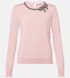 Carolina Herrera Embellished Silk And Cotton Sweater In Pink