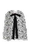 Carolina Herrera Embellished Silk Cape Jacket In Black,white