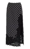 Carolina Herrera Lace Trim Polka Dot Skirt In Black,white