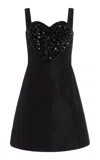 Carolina Herrera Embellished Silk Mini Dress In Black