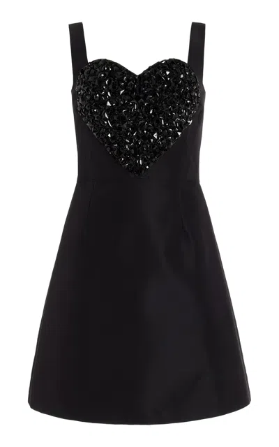 Carolina Herrera Embellished Silk Mini Dress In Black