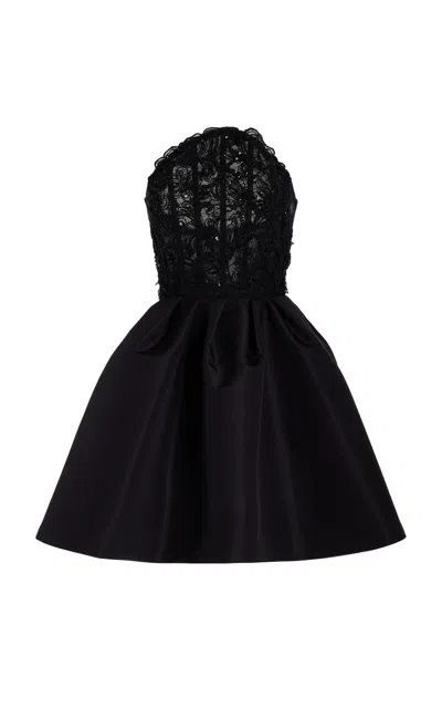 Carolina Herrera Embellished Silk Mini Dress In Black