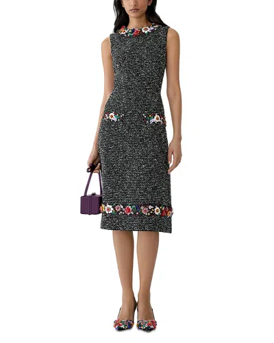 Carolina Herrera Embellished Sleeveless Knee Length Dress In Gray