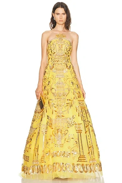 Carolina Herrera Embellished Strapless Gown In Multi