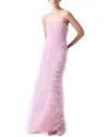 Carolina Herrera Embellished Strapless Tiered Ruffle Gown In Pink