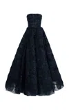 Carolina Herrera Embellished Tulle Ball Gown In Navy