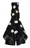 Carolina Herrera Embellished Tulle High-low Gown In Black