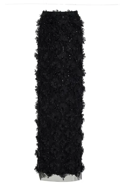 CAROLINA HERRERA EMBELLISHED TULLE MAXI SKIRT
