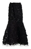 Carolina Herrera Embellished Tulle Midi Skirt In Black