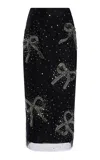Carolina Herrera Bow Embellished Tulle Midi Skirt In Black
