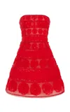 Carolina Herrera Embellished Tulle Mini Dress In Red