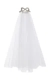 Carolina Herrera Embellished Tulle Veil In White