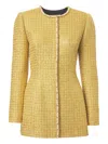 Carolina Herrera Embellished Tweed Jacket In Yellow