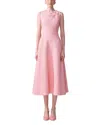 Carolina Herrera Bow Sleeveless Tweed A-line Midi Dress In Pink