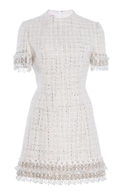 Carolina Herrera Embellished Tweed Mini Dress In Ivory