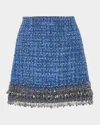 Carolina Herrera Embellished Tweed Mini Skirt In Blue