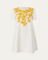 Carolina Herrera Embellished Bodice Stretch Virgin Wool Shift Dress In Ivory Mult