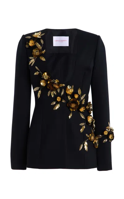 Carolina Herrera Embellished Wool Jacket In Black