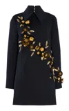 Carolina Herrera Embellished Wool Mini Dress In Black