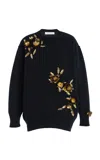 Carolina Herrera Embellished Wool Sweater In Black
