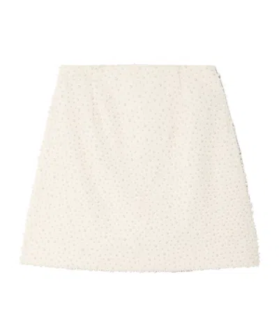 Carolina Herrera Embellished Wool-blend Crepe Mini Skirt In White