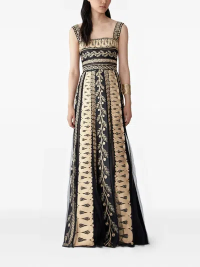 Carolina Herrera Embroidered A-line Gown In Black