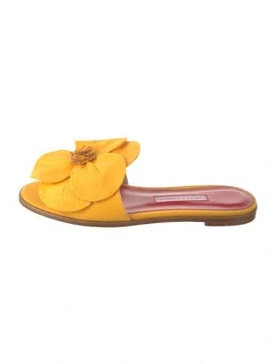 Pre-owned Carolina Herrera Embroidered Accent Sandals W/ Tags In Yellow