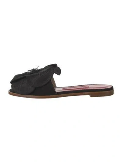 Pre-owned Carolina Herrera Embroidered Accent Slides W/ Tags In Black