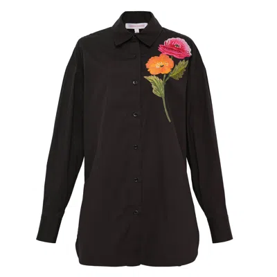 Carolina Herrera Embroidered Annie Top In Black