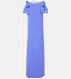 Carolina Herrera Crystal-trim Boatneck Column Gown With Shoulder Bows In Delphinium