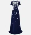 Carolina Herrera Bow-embellished Embroidered Applique Gown