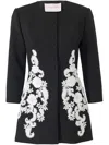 Carolina Herrera Floral Embroidered Wool Jacket In Black