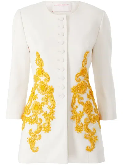 Carolina Herrera Embroidered Collarless Jacket In Neutrals