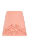 Carolina Herrera Embroidered Cotton-blend Mini Skirt In Light Pink