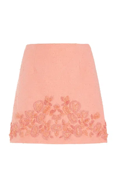 Carolina Herrera Embroidered Cotton-blend Mini Skirt In Light Pink