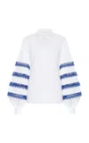 Carolina Herrera Embroidered Cotton Poplin Shirt In White