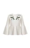 Carolina Herrera Embroidered Cotton Top In White