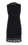 Carolina Herrera Embroidered Cotton-wave Crochet Dress In Black