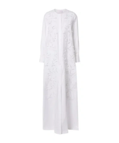 Carolina Herrera Embroidered Cotton-blend Gown In White