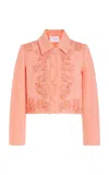 Carolina Herrera Embroidered Cropped Cotton-linen Jacket In Sunset